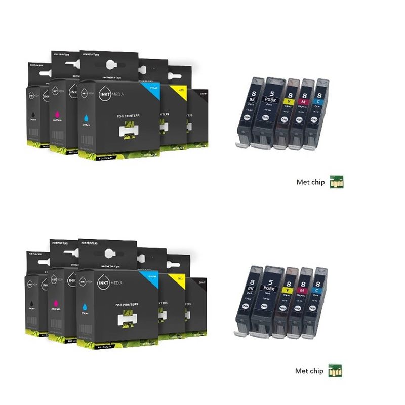 Foto van Inktmedia huismerk set geschikt voor canon pgi-5 en cli-8 serie 10x cartridges met chip