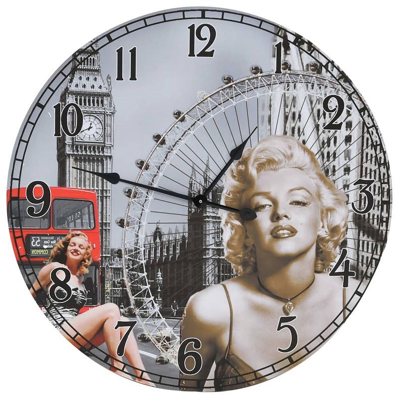 Foto van Vidaxl wandklok vintage stijl 60 cm marilyn monroe