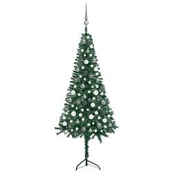 Foto van Vidaxl kunstkerstboom met led's en kerstballen hoek 150 cm pvc groen