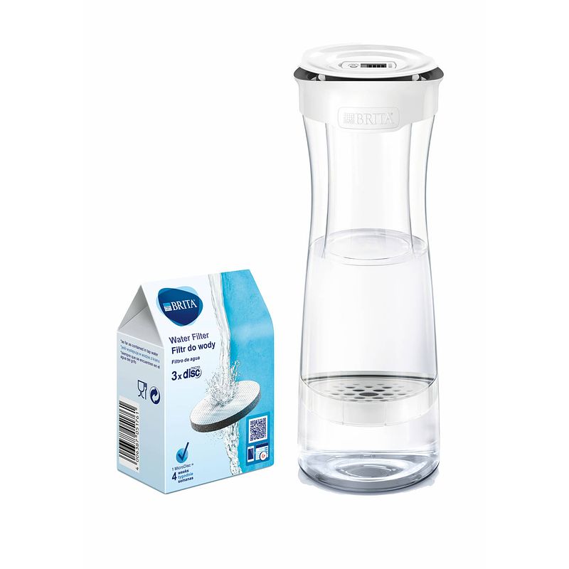 Foto van Brita - fill&serve - waterfilterkaraf - 1,3l - wit grafiet + microdisc 3 pack waterfilterpatroon - voordeelverpakking