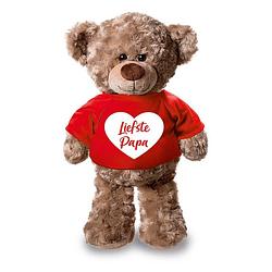 Foto van Pluche knuffel teddybeer 24 cm met liefste papa hartje t-shirt - knuffelberen