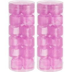 Foto van 36x roze ijsblokjes/ijsklontjes van kunststof/plastic - ijsblokjesvormen