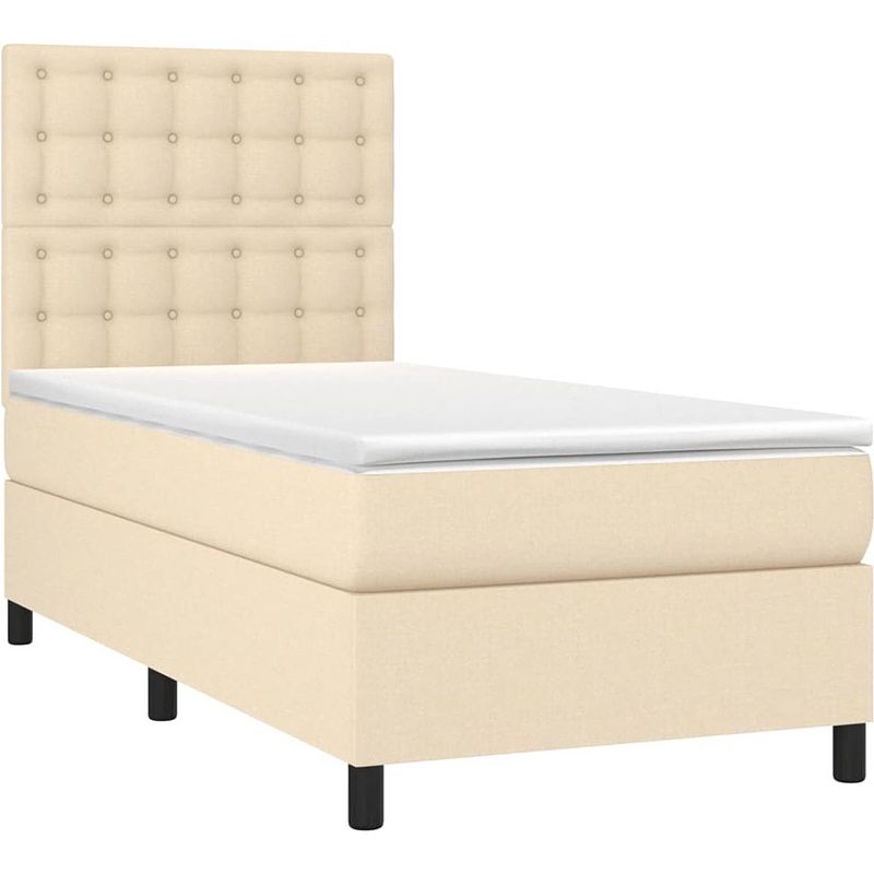 Foto van The living store boxspring - bed met matras en led 203x100x118/128 cm - crème