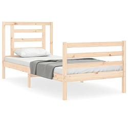 Foto van The living store massief grenenhouten bedframe - 205.5 x 95.5 x 100 cm - multiplex lattenbodem