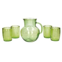 Foto van Glazen drink set groen met schenkkan en 4 glazen - drinkglazen