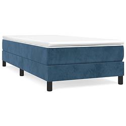 Foto van The living store boxspringframe - donkerblauw - fluweel - 193 x 90 x 25 cm - geschikt voor 90 x 190 cm matras - the