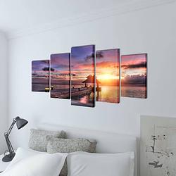 Foto van The living store 5-panelen canvas muurdruk set - 200x100 cm - houtkader + waterdicht doek