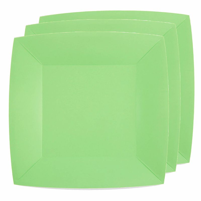 Foto van 30x stuks feest diner bordjes papier/karton vierkant - mint groen - 23cm - feestbordjes