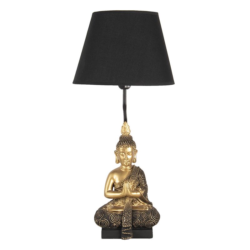 Foto van Haes deco - tafellamp - dramatic chic - goudkleurige boeddha, ø 28x60 cm - bureaulamp, sfeerlamp, nachtlampje