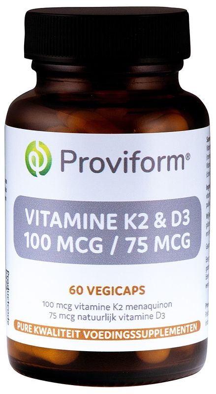 Foto van Proviform vitamine k2 100 mcg & d3 75 mcg capsules