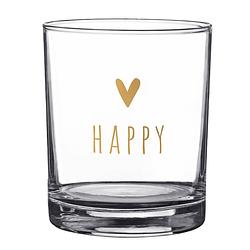 Foto van Clayre & eef waterglas 230 ml glas hart happy drinkbeker drinkglas transparant drinkbeker drinkglas