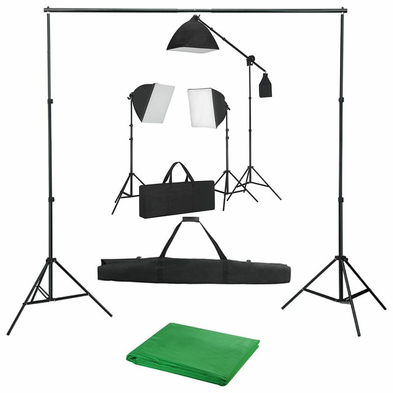 Foto van Vidaxl fotostudioset met softboxlampen en achtergrond