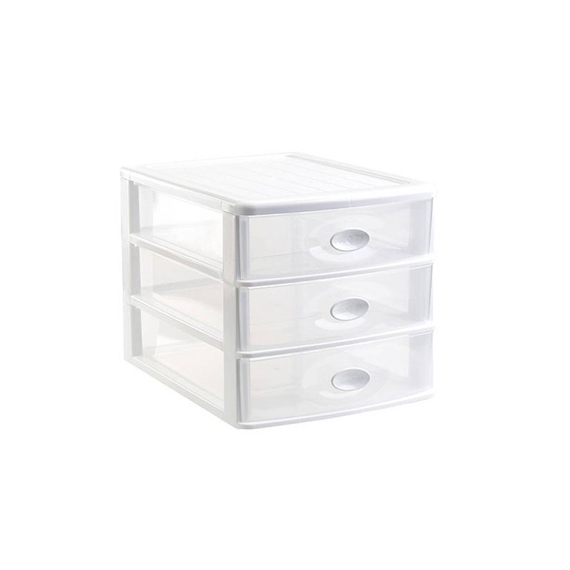 Foto van Ladeblok/bureau organizer met 3x lades wit/transparant l35,5 x b27 x h27 cm - ladeblok