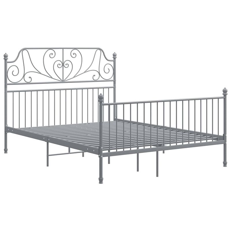 Foto van The living store metalen bedframe - grijs - 206 x 144 x 131 cm - gepoedercoat metaal