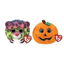 Foto van Ty - knuffel - teeny puffies - dotty leopard & halloween pumpkin