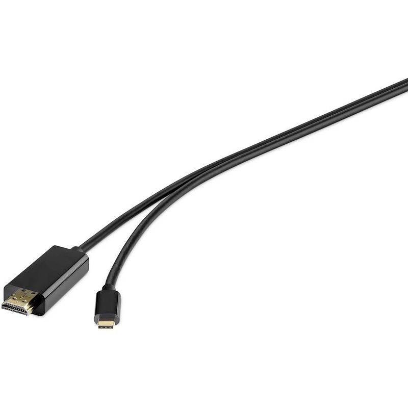 Foto van Renkforce usb-c® / hdmi adapterkabel usb-c® stekker, hdmi-a stekker 1.80 m zwart rf-4535910 usb-c-displaykabel