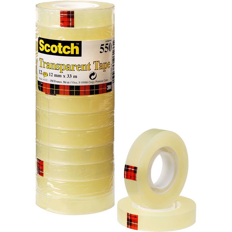 Foto van 3m 5501233 5501233 plakband scotch 550 transparant (l x b) 33 m x 12 mm 12 stuk(s)