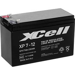 Foto van Xcell xp712 loodaccu 12 v 7 ah loodvlies (agm) (b x h x d) 151 x 94 x 65 mm kabelschoen 4.8 mm onderhoudsvrij, vds-certificering