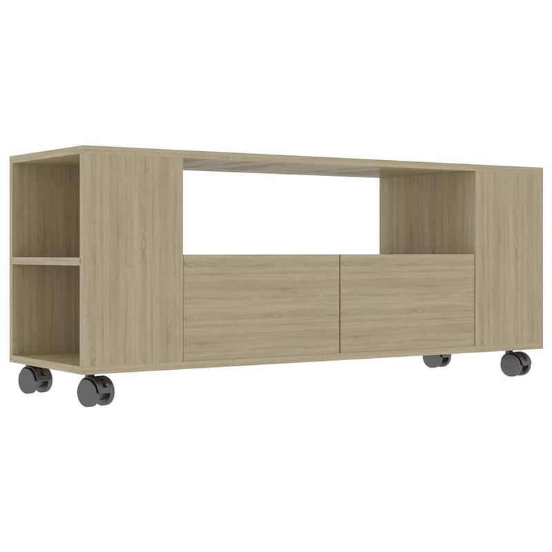 Foto van The living store klassiek tv-meubel - 120 x 35 x 48 cm - sonoma eiken - met 2 lades