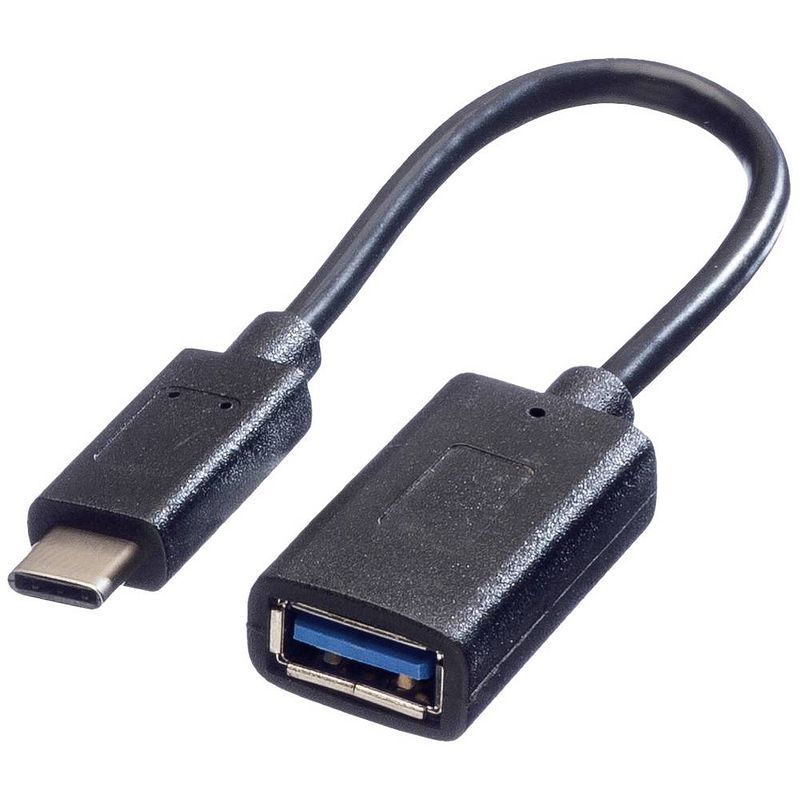 Foto van Value usb-kabel usb 3.2 gen1 (usb 3.0 / usb 3.1 gen1) usb-c® stekker, usb-a bus 0.15 m zwart 11.99.9030