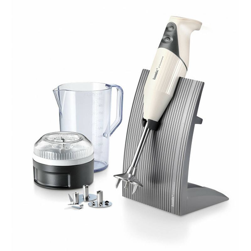 Foto van Bamix staafmixer swissline m200 creamy ivory - 200 w - met accessoires en smart helpers