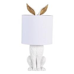 Foto van Haes deco - tafellamp - city jungle - konijn in de lamp, ø 20x43 cm - wit/wit - bureaulamp, sfeerlamp, nachtlampje