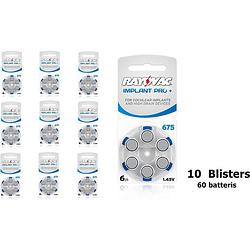 Foto van 60 stuks (10 blisters a 6st) - rayovac 675 implant pro+ gehoorapparaat batterijen