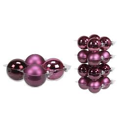 Foto van 20x stuks glazen kerstballen cherry roze (heather) 8 en 10 cm mat/glans - kerstbal