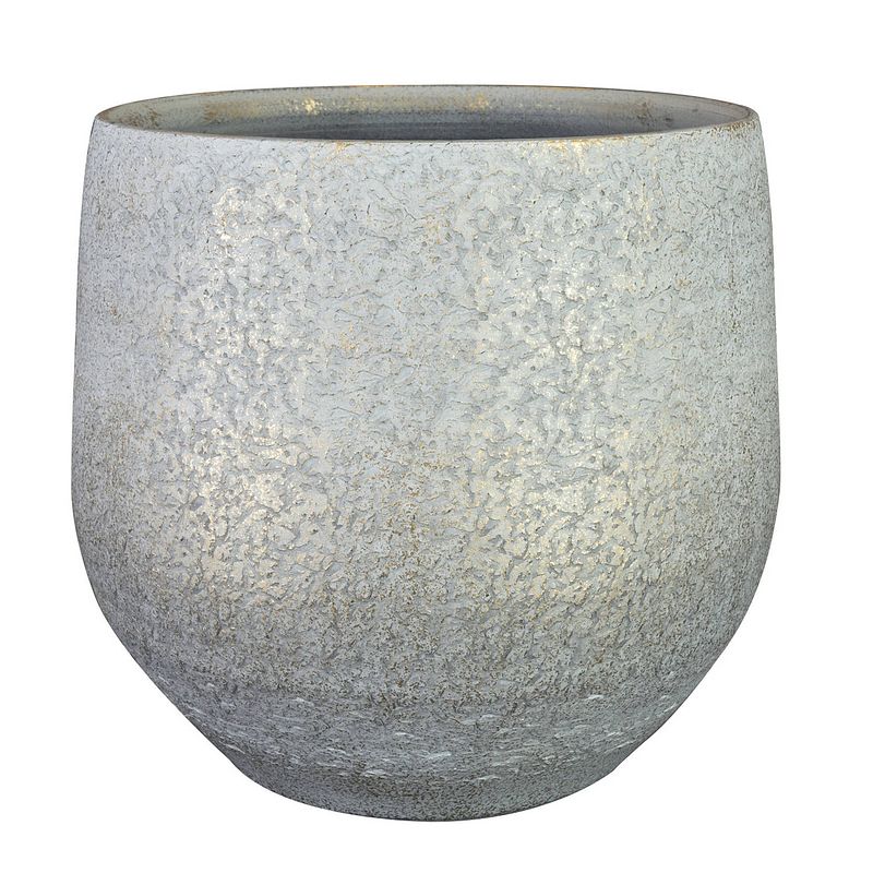 Foto van Plantenpot/bloempot keramiek metallic zilvergrijs/gold finish - d32/h30 cm - plantenpotten