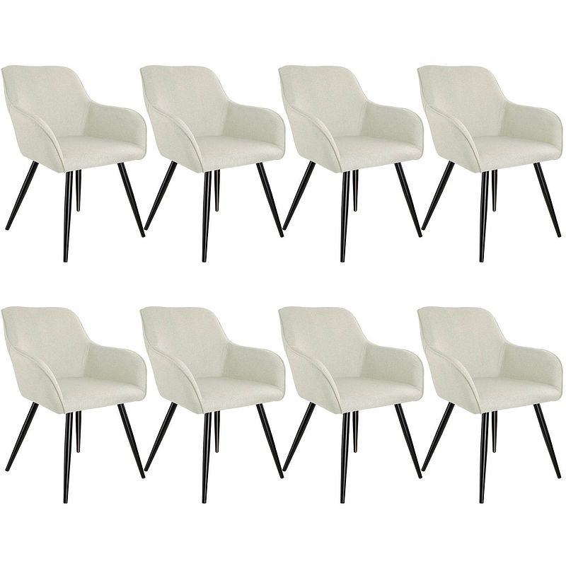 Foto van Tectake - set van 8 stoelen marilyn linnen look - diverse kleuren - creme-zwart 404677