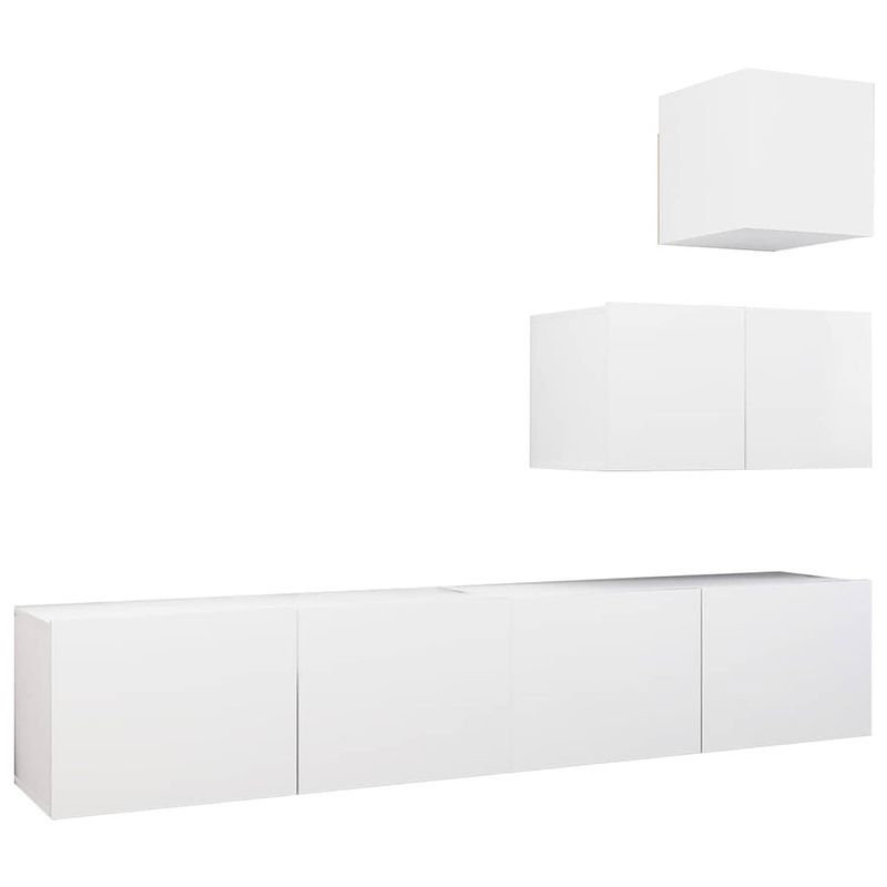 Foto van The living store televisiemeubelset hangend - spaanplaat - wit - 30.5x30x30 cm - 60x30x30 cm - 80x30x30 cm