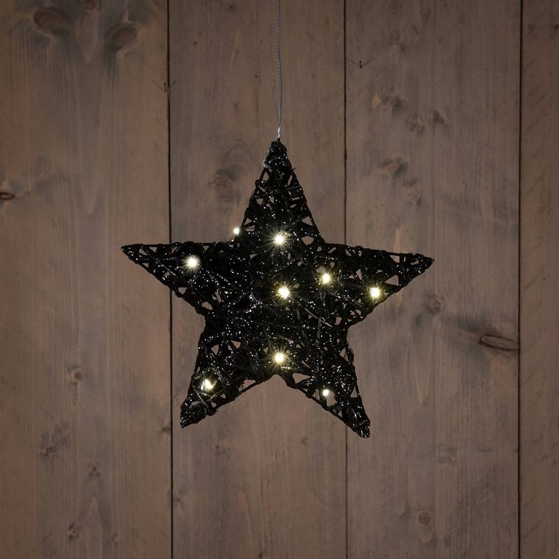 Foto van Anna'ss collection - b.o.t. star 20 cm dark glitter 6led warm white