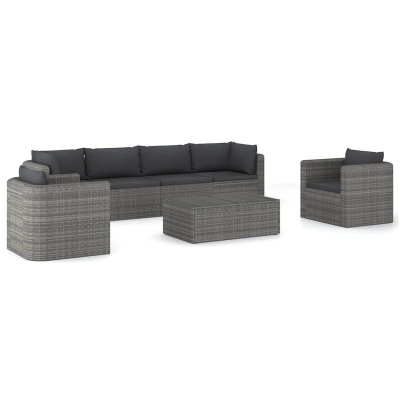 Foto van Vidaxl 7-delige loungeset met kussens poly rattan grijs