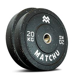 Foto van Matchu sports hi-temp bumper plate 20 kg - 2 stuks - zwart - rubber