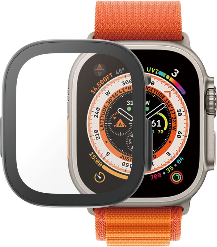 Foto van Panzerglass full body anti-bacterial apple watch ultra 49 mm screenprotector glas zwart