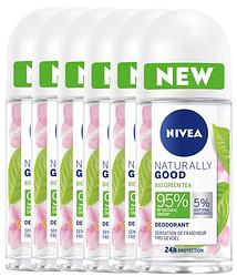 Foto van Nivea naturally good bio green tea deodorant roll-on voordeelverpakking