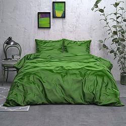 Foto van Sleeptime elegance satijn geweven uni - groen dekbedovertrek lits-jumeaux (240 x 220 cm + 2 kussenslopen) dekbedovertrek