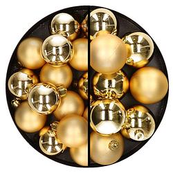Foto van 28x stuks kunststof kerstballen goud 4 en 6 cm - kerstbal