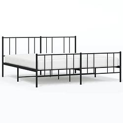 Foto van Vidaxl bedframe met hoofd- en voeteneinde metaal zwart 193x203 cm