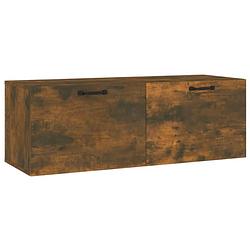 Foto van The living store wandkast - smoked oak - 100 x 36.5 x 35 cm - hoge kwaliteit - 2 lades