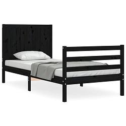 Foto van The living store bed grenenhout - zwart - 205.5x95.5x100cm - multiplex lattenbodem