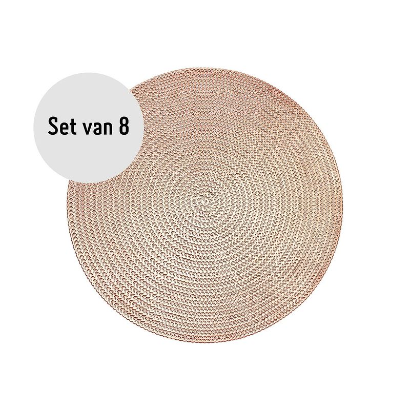 Foto van Krumble placemat rond - pvc - rosegoud - set van 8