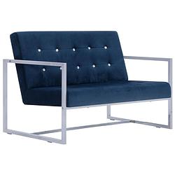 Foto van The living store tweezitsbank - fluweel - 114 x 78 x 81 cm - blauw