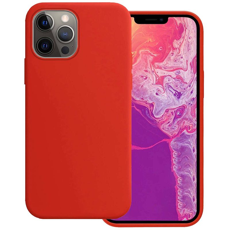 Foto van Basey iphone 13 pro hoesje silicone case - iphone 13 pro case rood siliconen hoes - iphone 13 pro hoes cover - rood