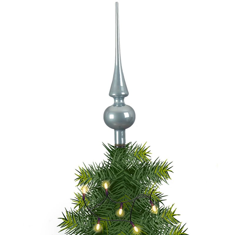 Foto van Kerstboom glazen piek lichtblauw glans 26 cm - kerstboompieken