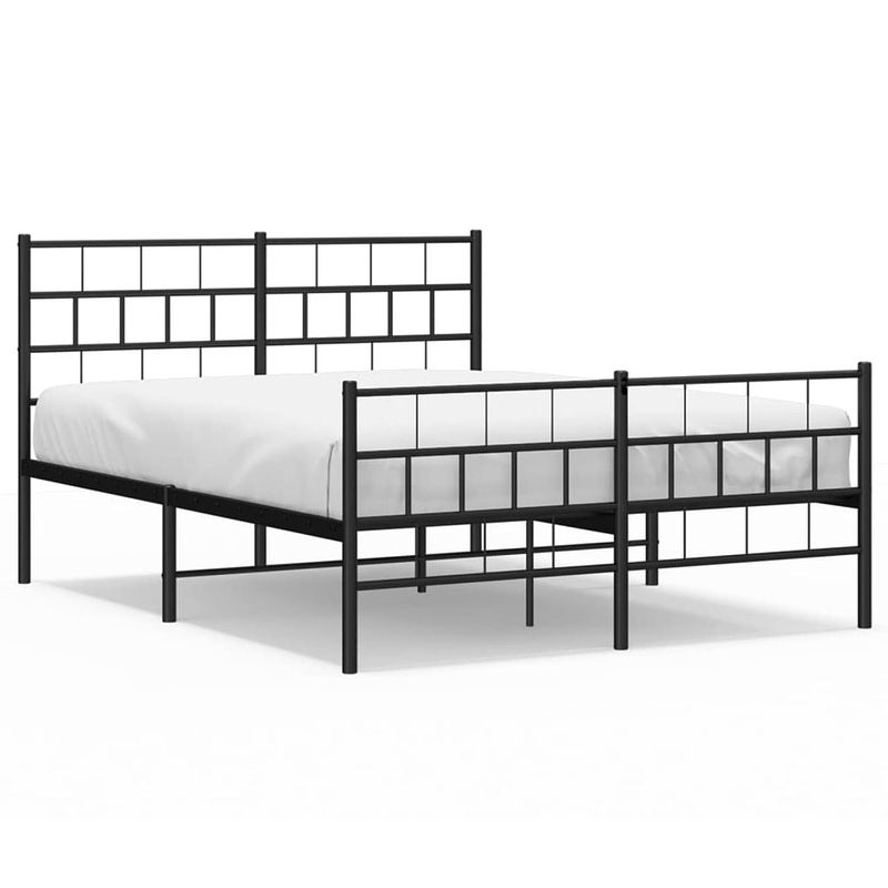 Foto van Vidaxl bedframe met hoofd- en voeteneinde metaal zwart 135x190 cm