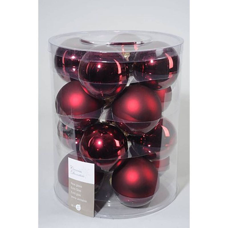 Foto van Kerstballen glas ossenbloed 80mm 6stuks kerstartikelen