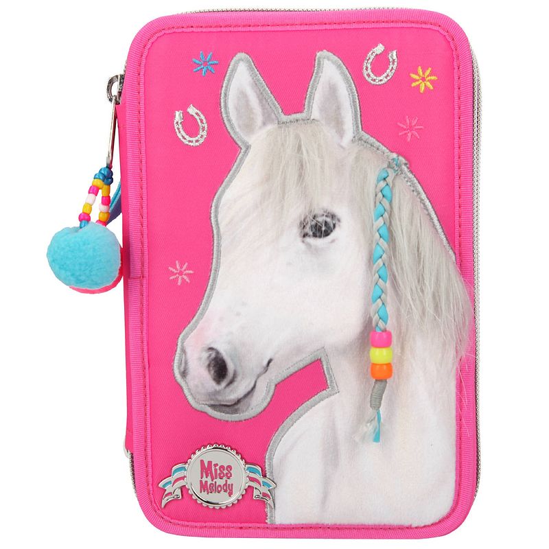 Foto van Miss melody etui paard 3-vaks 20 cm polyester roze 44-delig