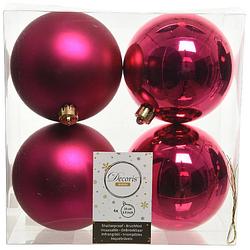 Foto van 12x kunststof kerstballen glanzend/mat bessen roze 10 cm kerstboom versiering/decoratie - kerstbal