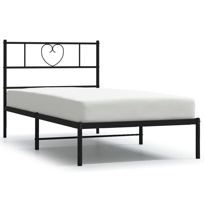 Foto van Vidaxl bedframe met hoofdbord metaal zwart 90x190 cm